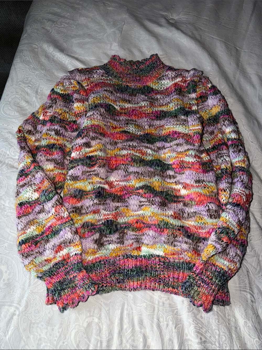 Democracy Multicolor Cowl-Neck Sweater in Pink, Yellow & Green